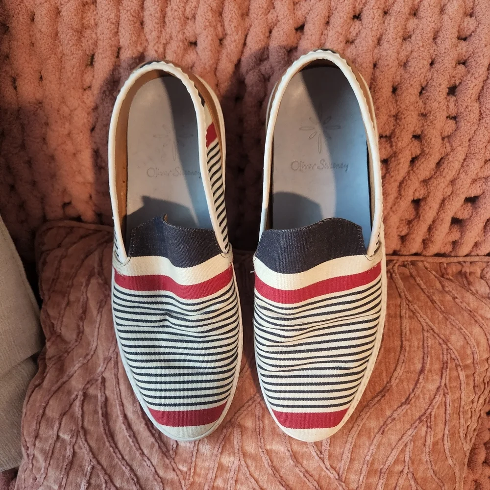 Striped Loafers - Red and Black